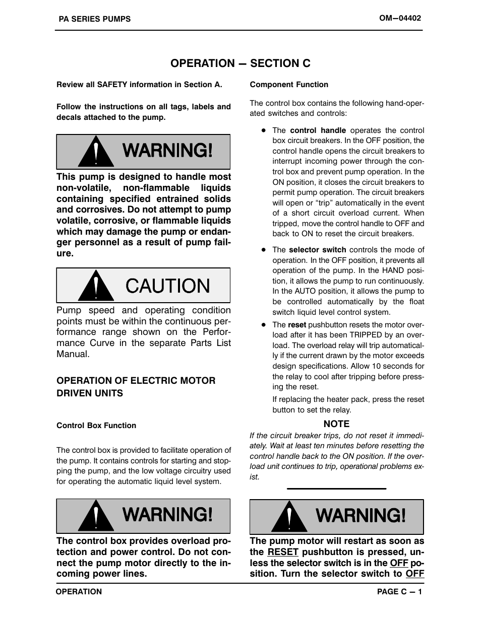 Operation - section c | Gorman-Rupp Pumps PA6A60-4045D 1110032 thru 1115250 User Manual | Page 16 / 27