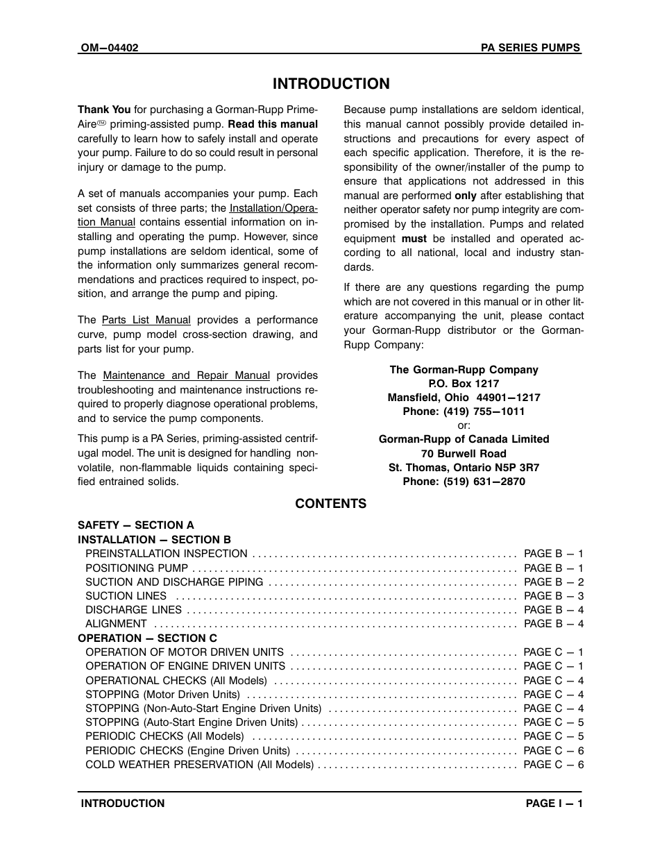 Introduction | Gorman-Rupp Pumps PA6A60-4045D 1110032 thru 1115250 User Manual | Page 3 / 27