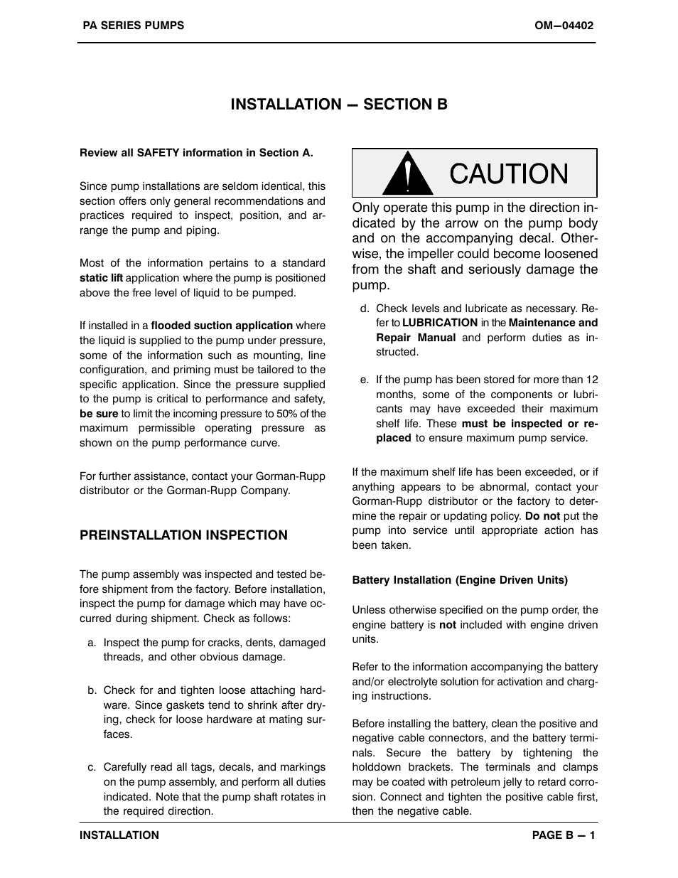 Installation - section b | Gorman-Rupp Pumps PA6A60-4045D 1110032 thru 1115250 User Manual | Page 7 / 27