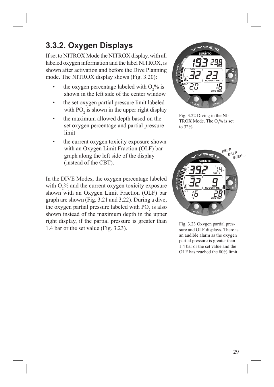 Oxygen displays | SUUNTO Vyper User Manual | Page 31 / 86