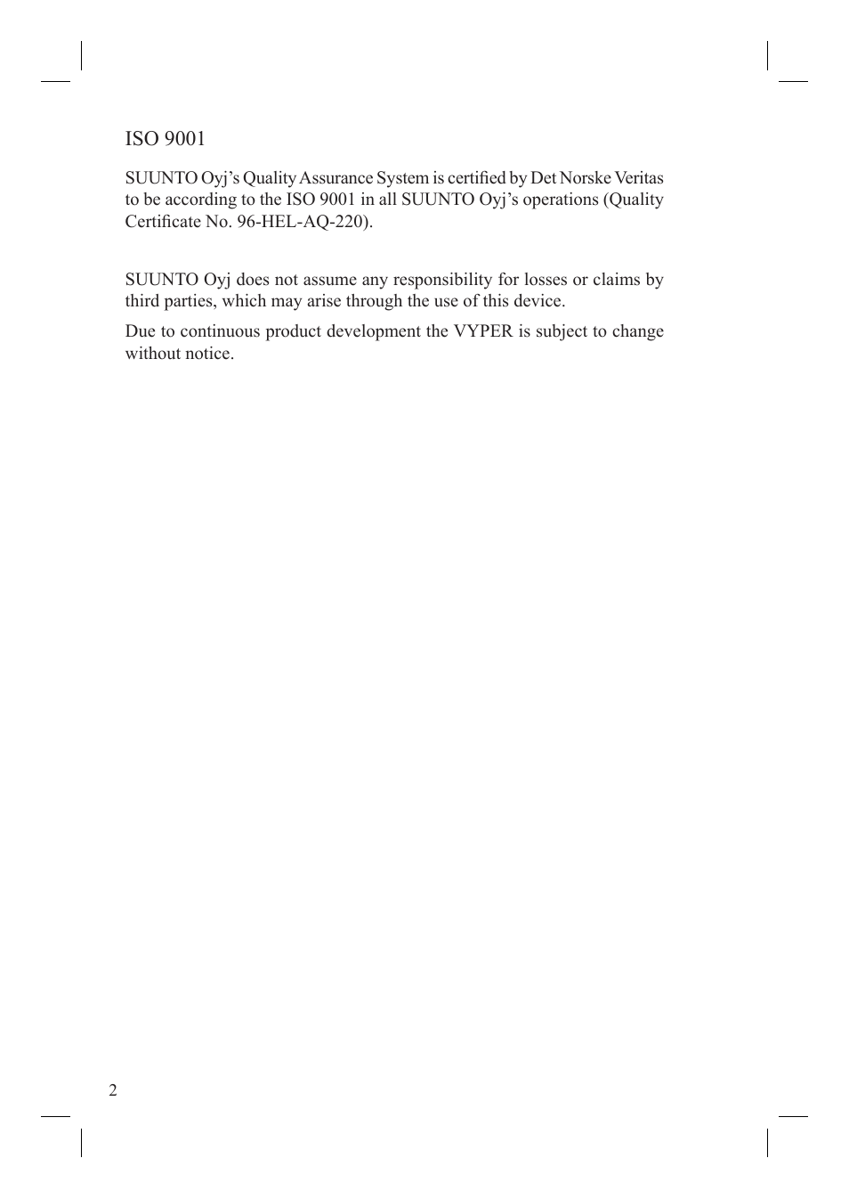 SUUNTO Vyper User Manual | Page 4 / 86