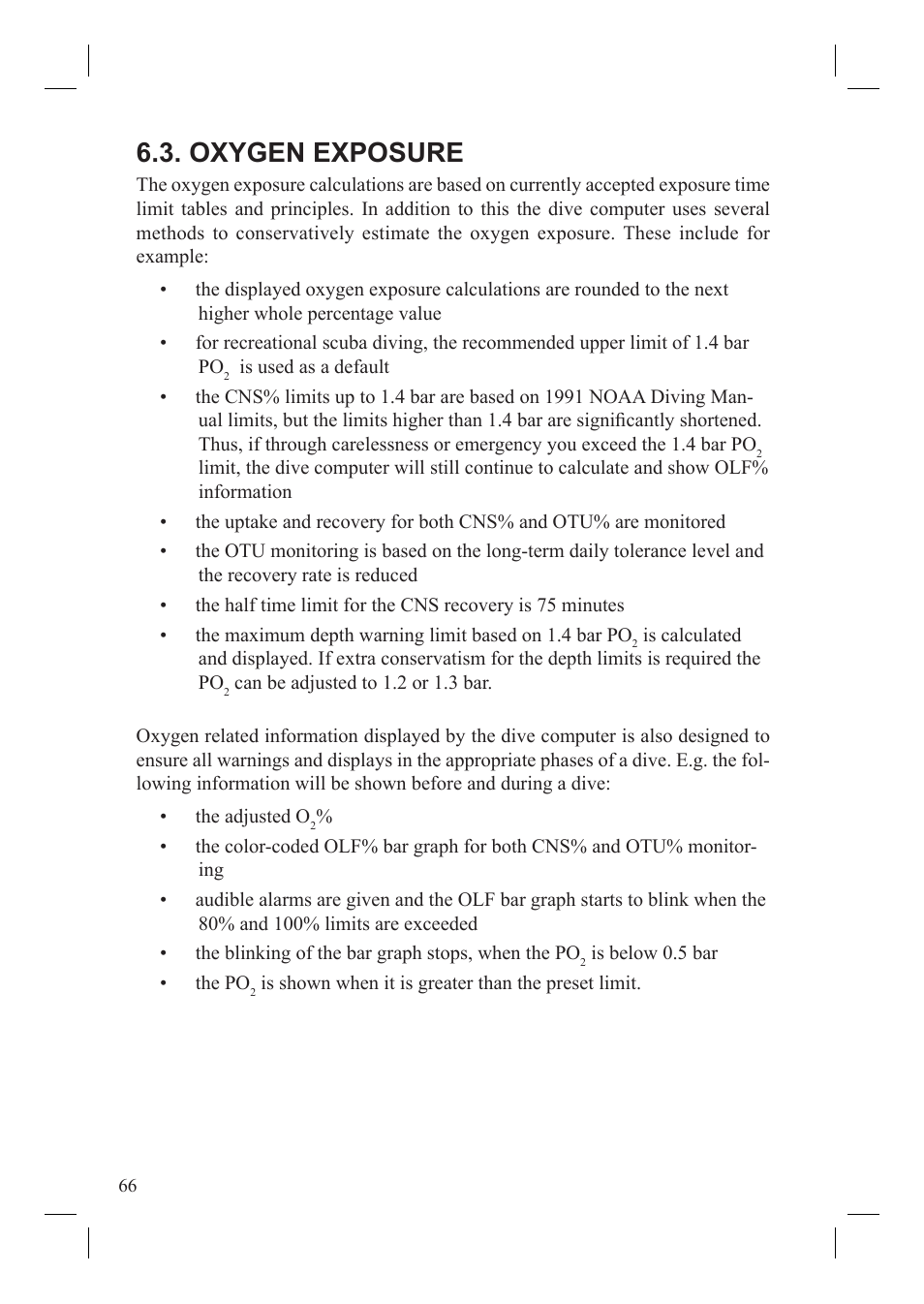 Oxygen exposure | SUUNTO Vyper User Manual | Page 68 / 86