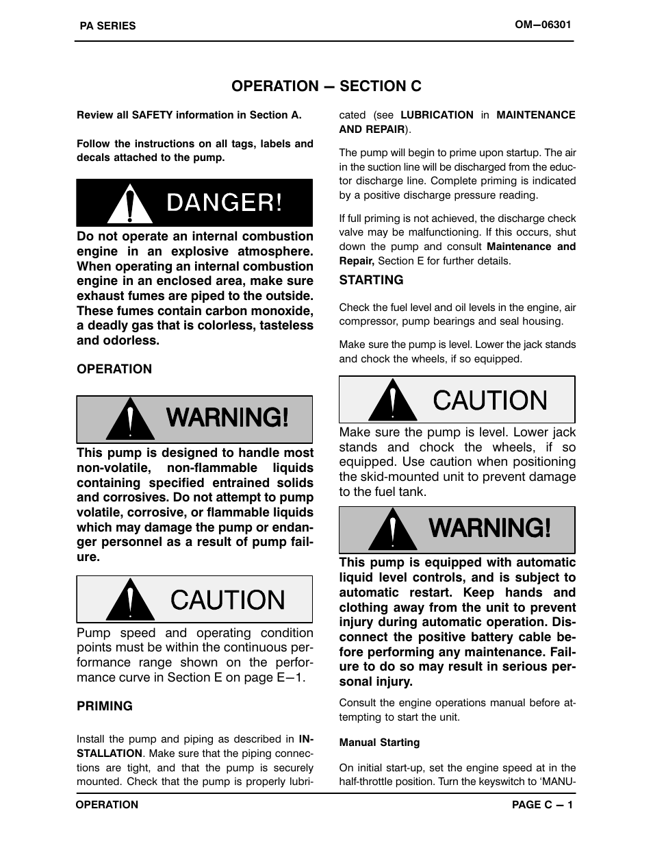 Operation - section c | Gorman-Rupp Pumps PA4A60-4024T-ESP 1446296 and up User Manual | Page 14 / 55