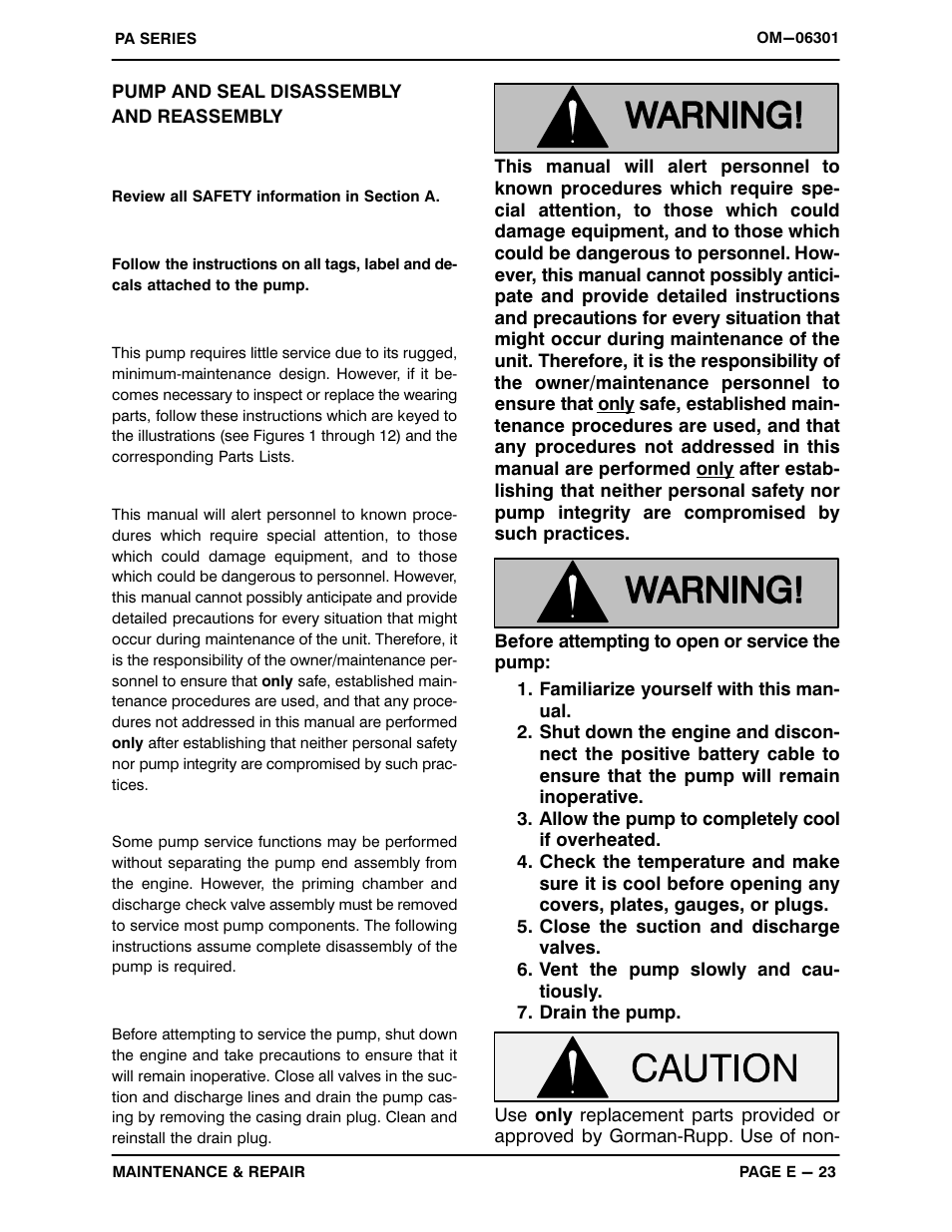 Pump and seal disassemblyand reassembly | Gorman-Rupp Pumps PA4A60-4024T-ESP 1446296 and up User Manual | Page 45 / 55