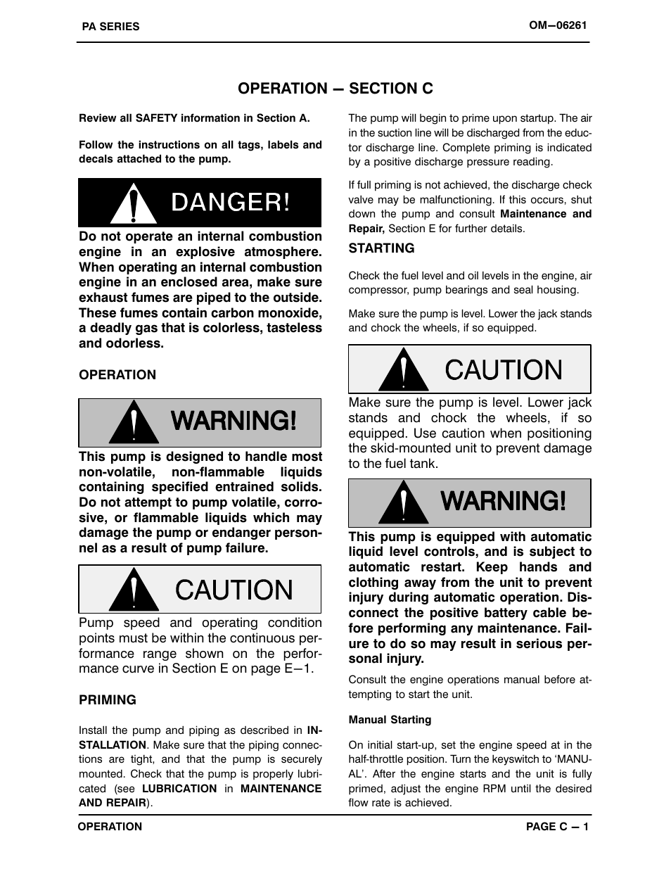 Operation - section c | Gorman-Rupp Pumps PA12A60-B-6068H-ESP 1501367 and up User Manual | Page 14 / 53