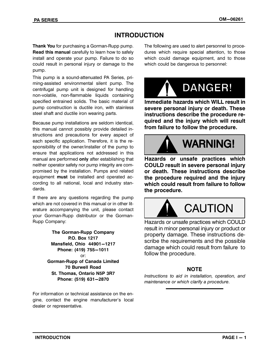 Introduction | Gorman-Rupp Pumps PA12A60-B-6068H-ESP 1501367 and up User Manual | Page 5 / 53