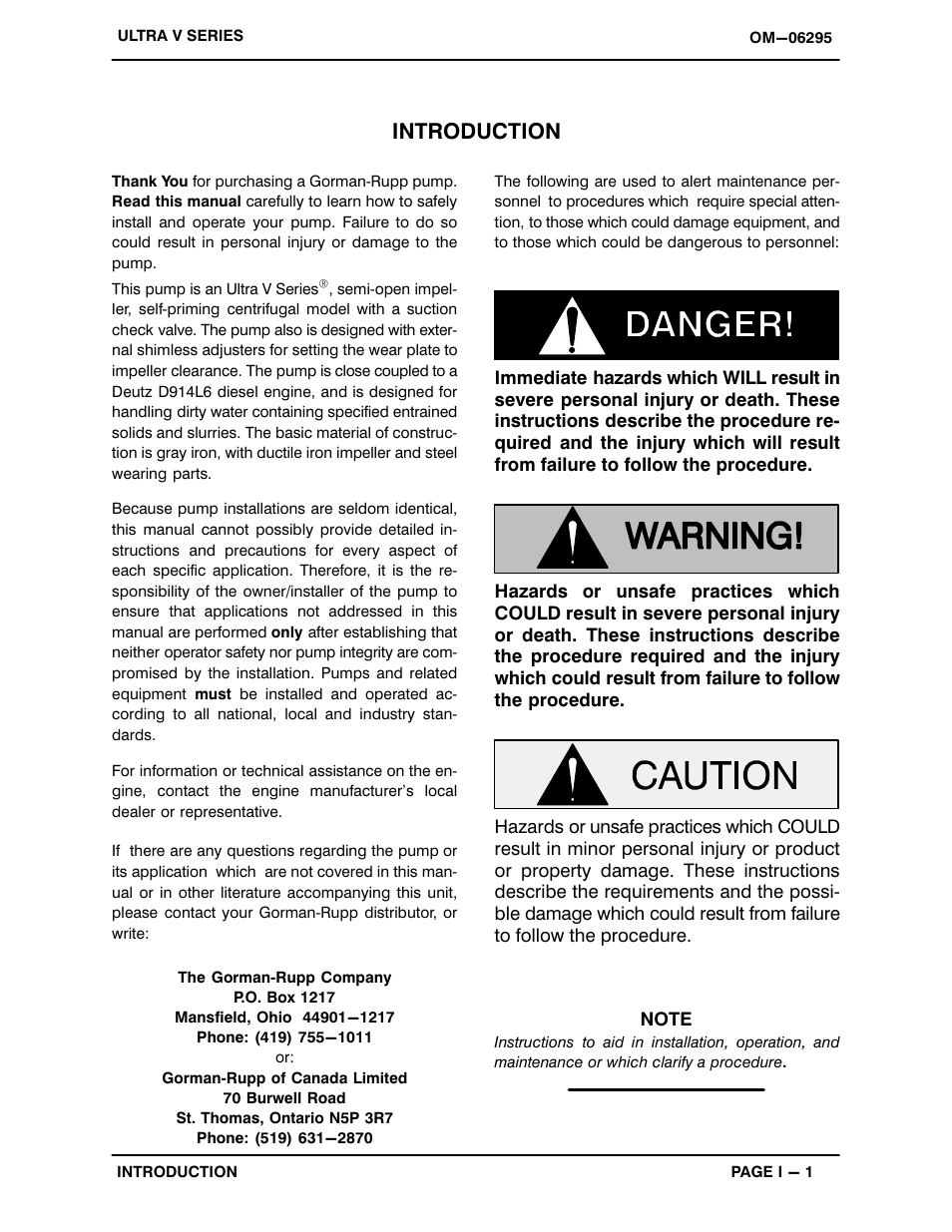 Introduction | Gorman-Rupp Pumps V6A60-D914L6 1454318 and up User Manual | Page 5 / 52