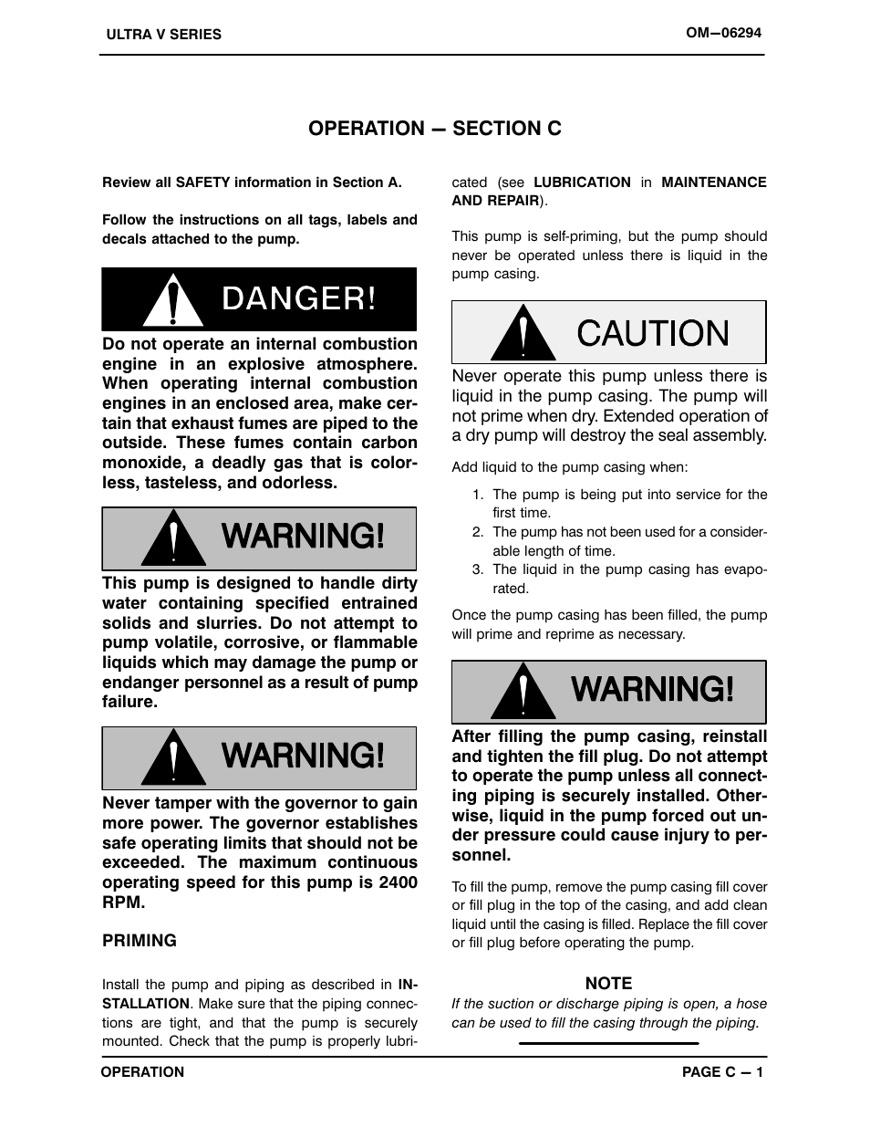 Operation - section c | Gorman-Rupp Pumps V6A60-4045T 1456487 and up User Manual | Page 17 / 51