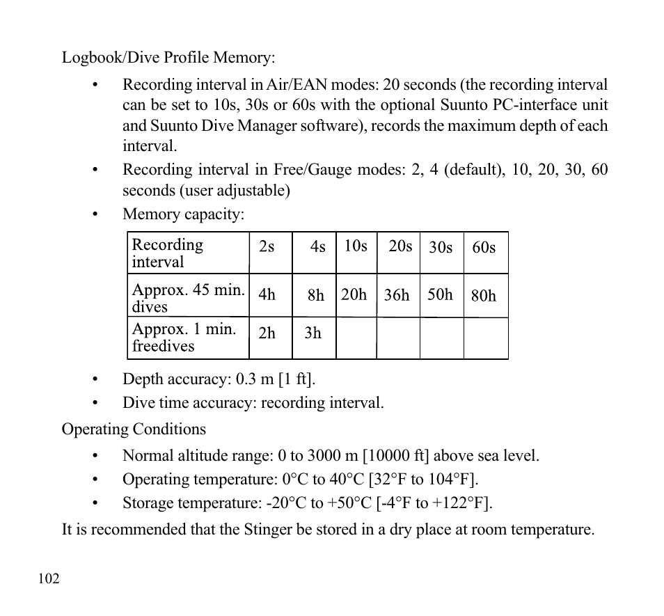 SUUNTO Stinger User Manual | Page 104 / 120