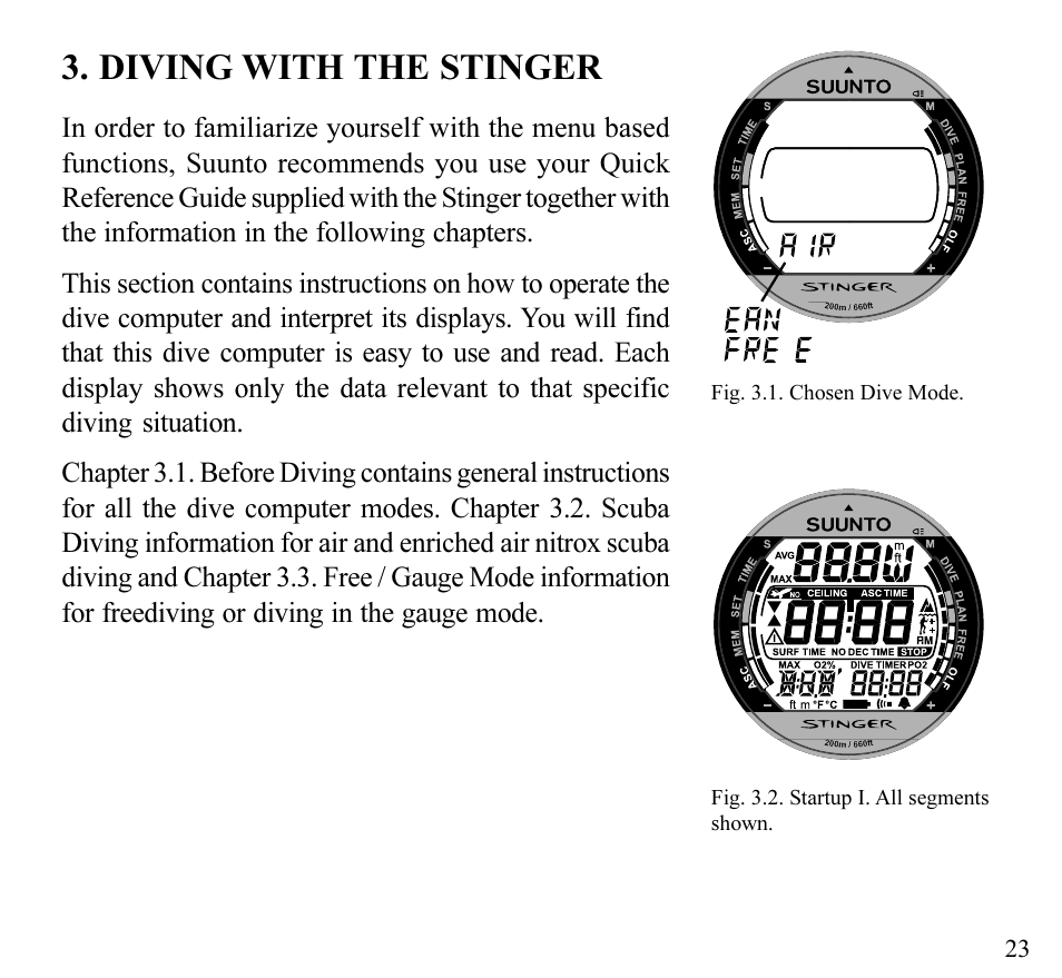 Diving with the stinger | SUUNTO Stinger User Manual | Page 25 / 120