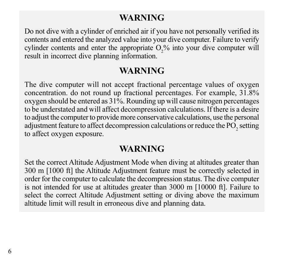 Warning | SUUNTO Stinger User Manual | Page 8 / 120