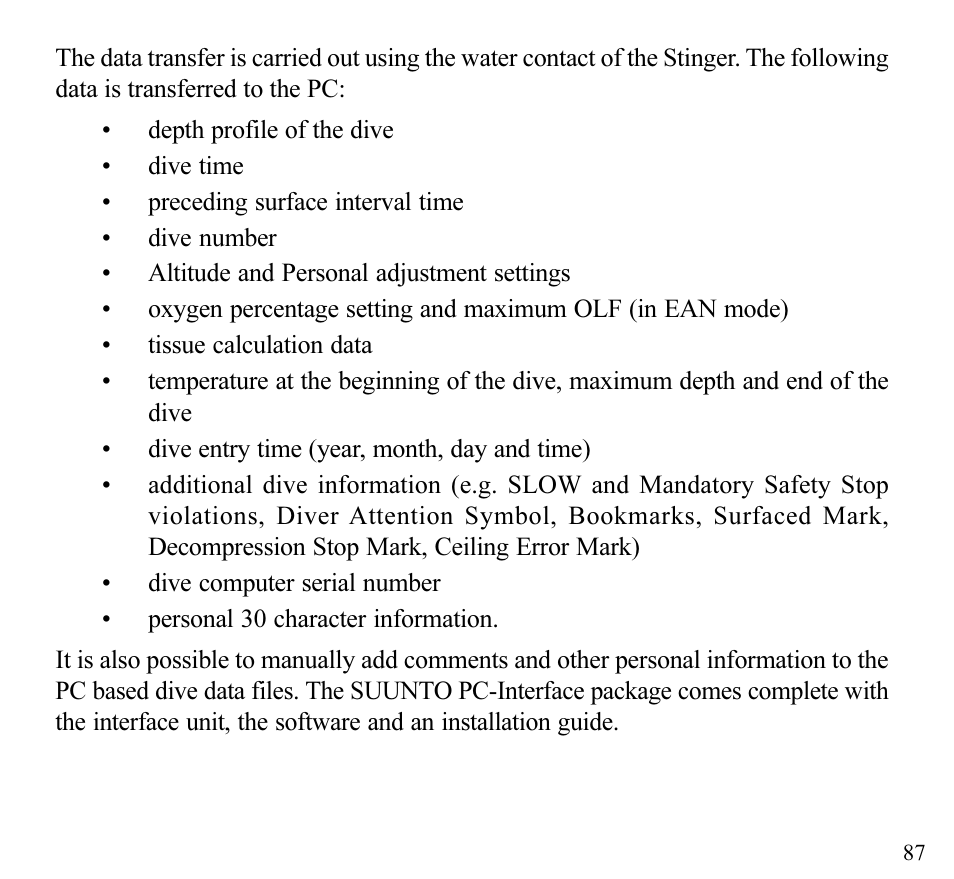 SUUNTO Stinger User Manual | Page 89 / 120