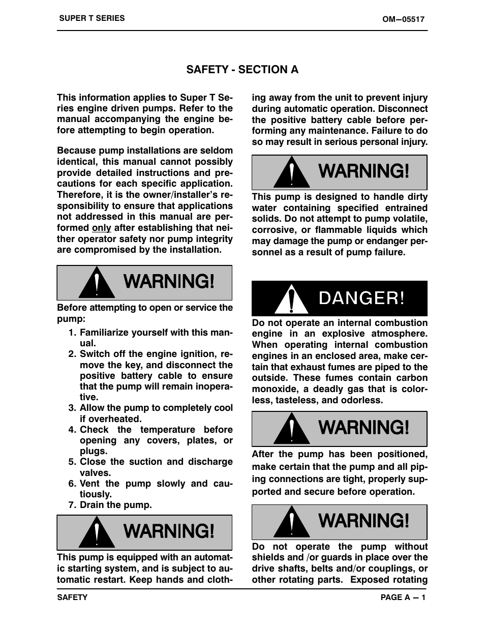 Safety - section a | Gorman-Rupp Pumps T8A60S-F6L 1318431 and up User Manual | Page 6 / 50