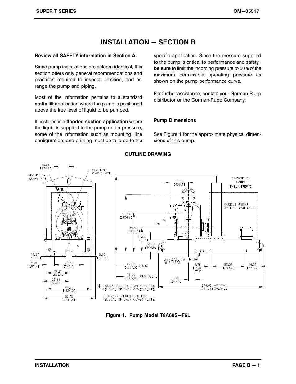 Installation - section b | Gorman-Rupp Pumps T8A60S-F6L 1318431 and up User Manual | Page 8 / 50