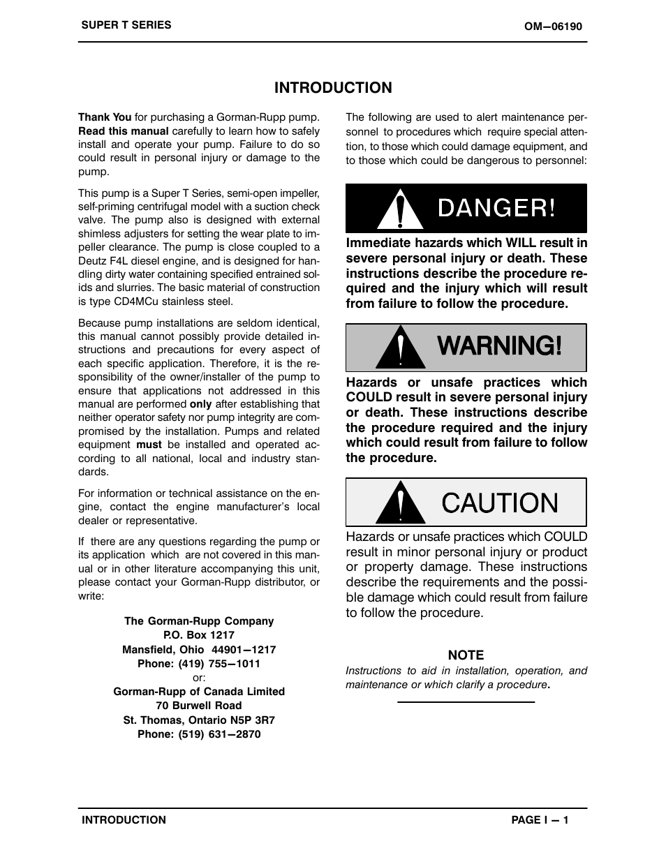 Introduction | Gorman-Rupp Pumps T6A65S-F4L 1408479 and up User Manual | Page 5 / 47