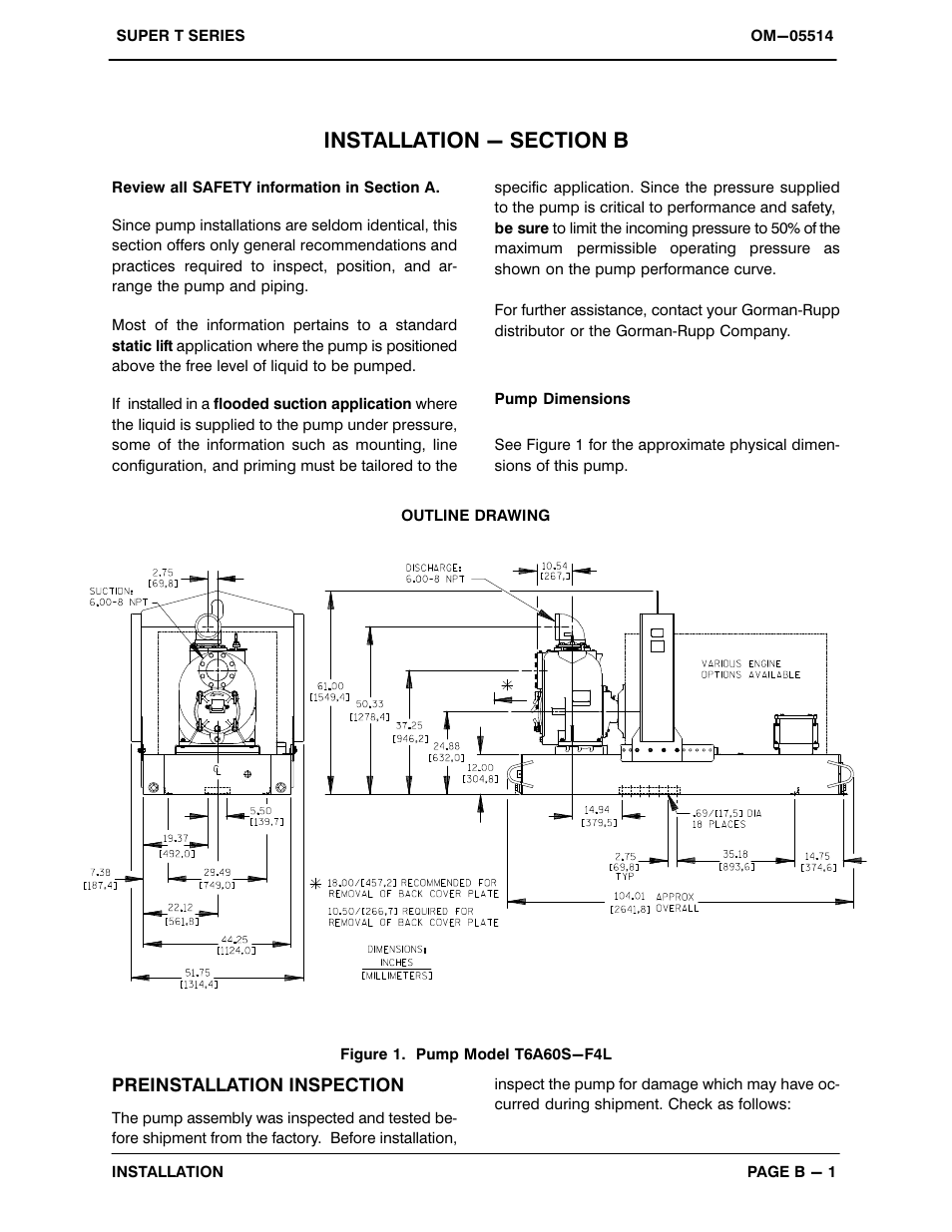 Installation - section b | Gorman-Rupp Pumps T6A60S-F4L 1263998 thru 1313298 User Manual | Page 8 / 52