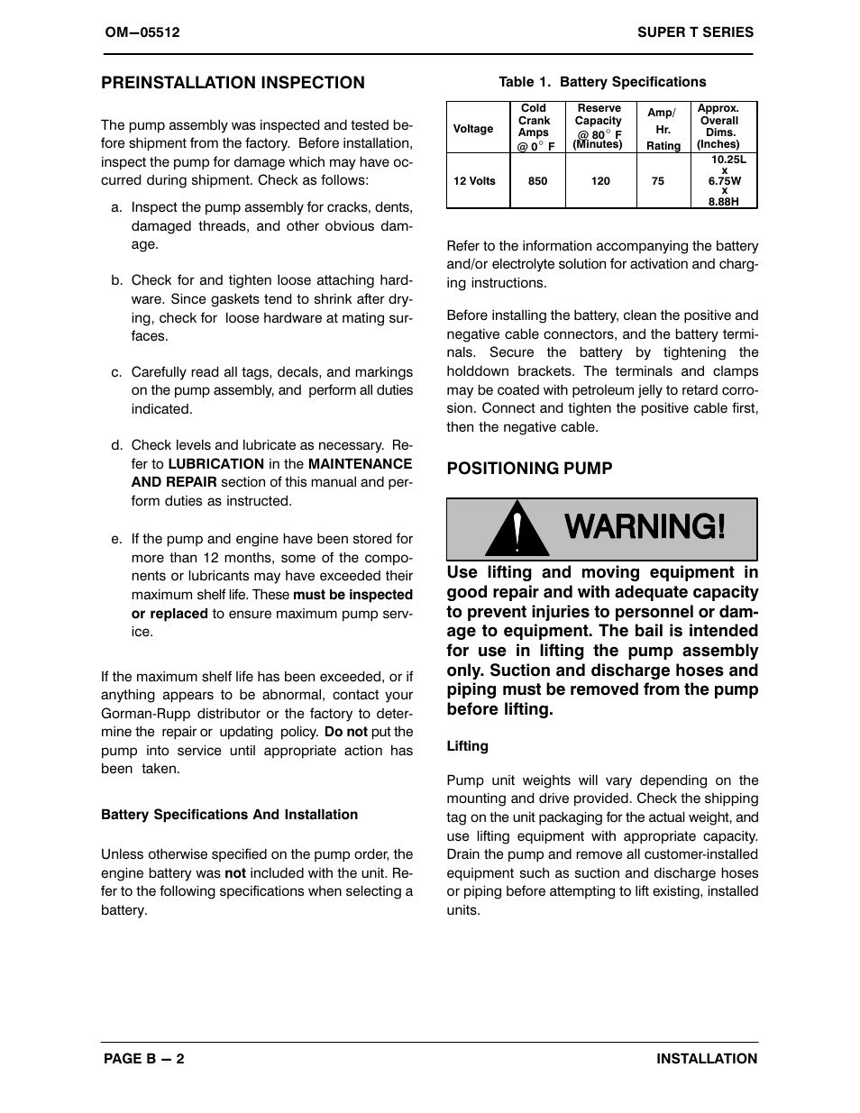 Preinstallation inspection | Gorman-Rupp Pumps T4A60S-F3L 1314225 and up User Manual | Page 9 / 49