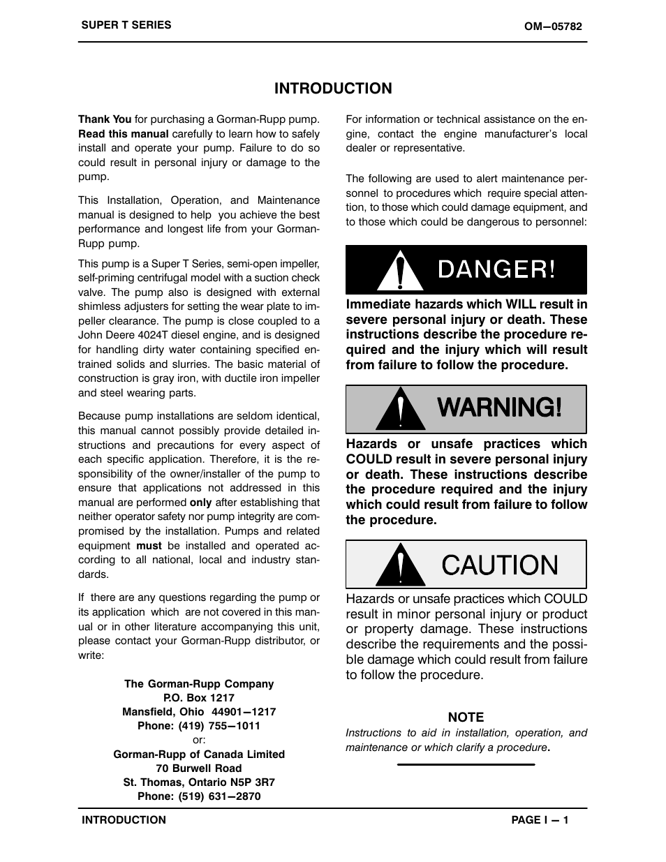 Introduction | Gorman-Rupp Pumps T4A60S-4024T 1320259 and up User Manual | Page 5 / 48