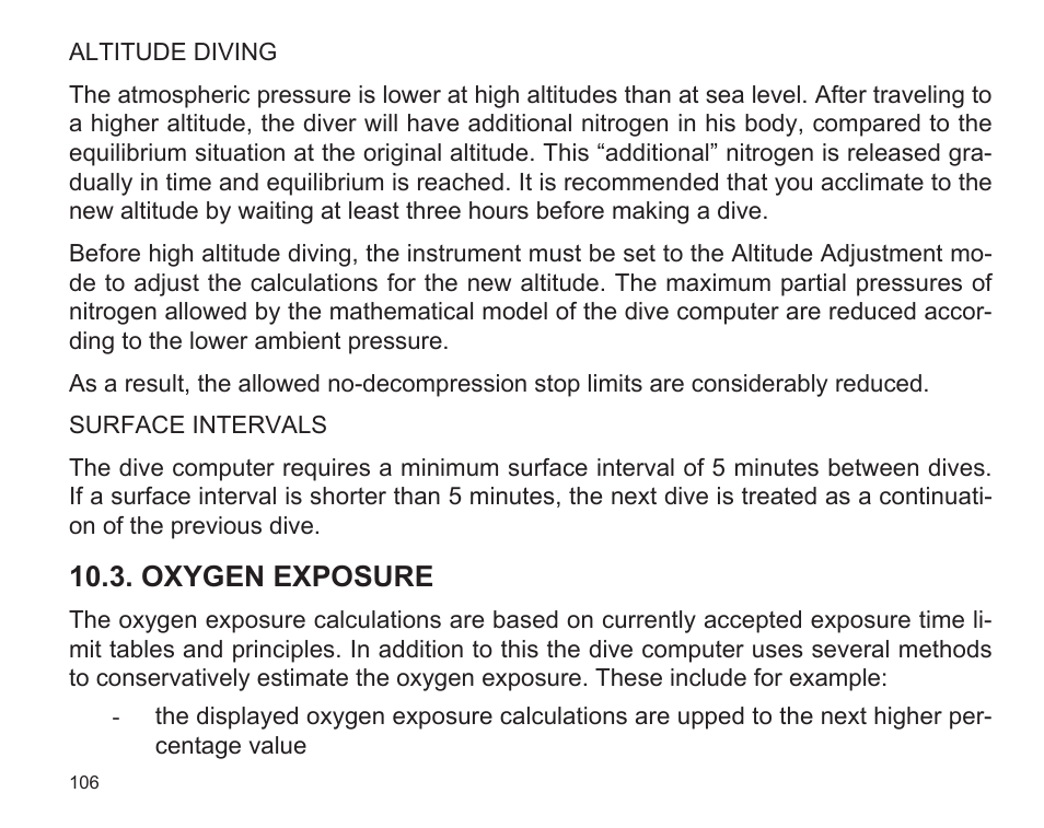 Oxygen exposure | SUUNTO D9 User Manual | Page 108 / 122