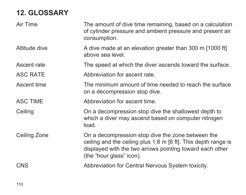 Glossary | SUUNTO D9 User Manual | Page 112 / 122