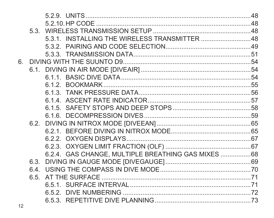 SUUNTO D9 User Manual | Page 14 / 122