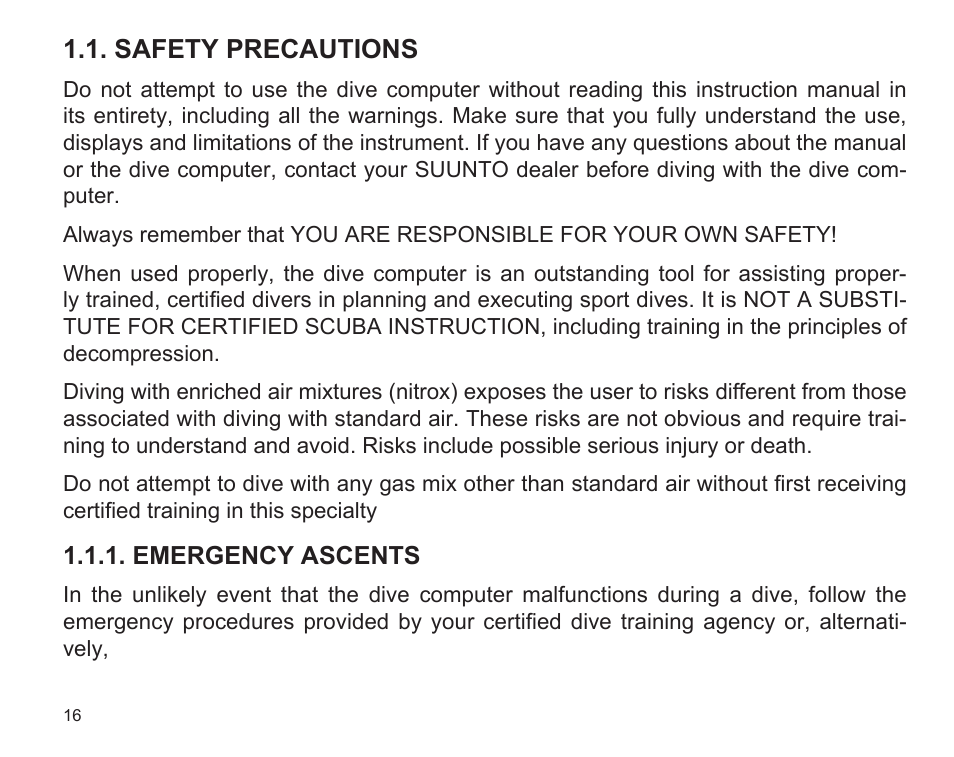 Safety precautions | SUUNTO D9 User Manual | Page 18 / 122