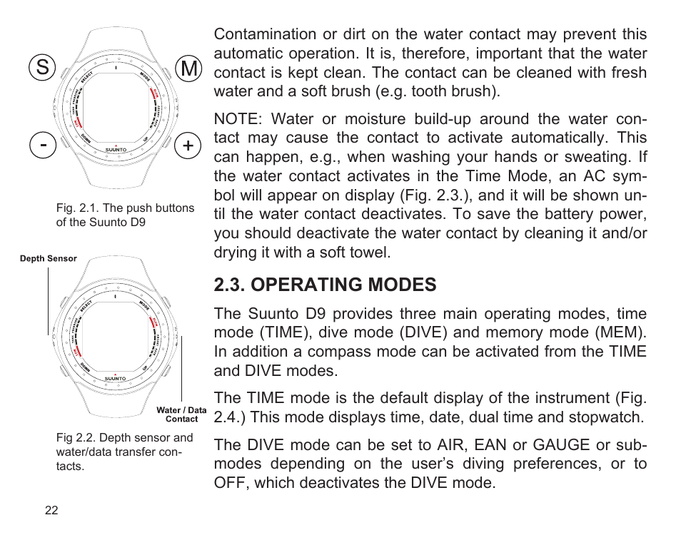 Operating modes | SUUNTO D9 User Manual | Page 24 / 122