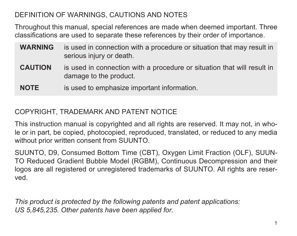 SUUNTO D9 User Manual | Page 3 / 122