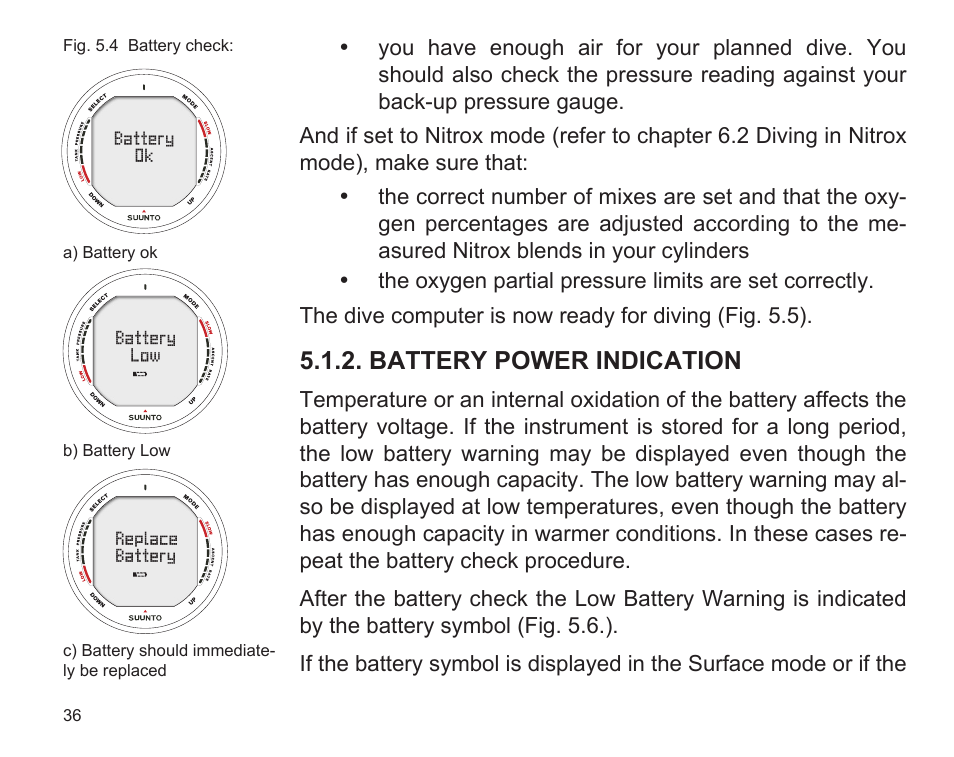 Battery power indication | SUUNTO D9 User Manual | Page 38 / 122