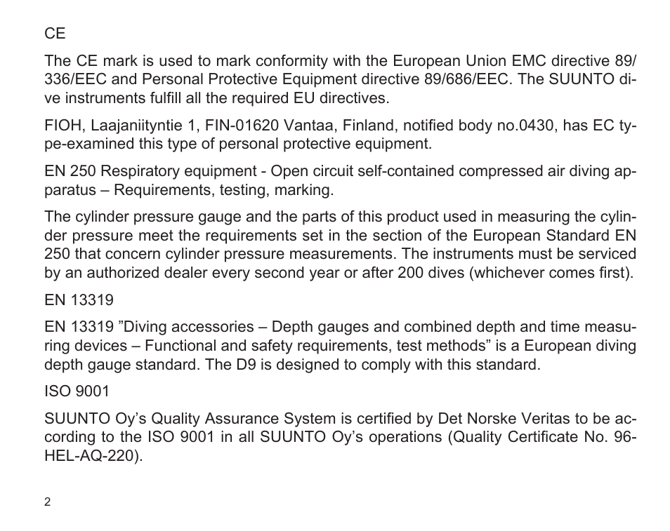 SUUNTO D9 User Manual | Page 4 / 122