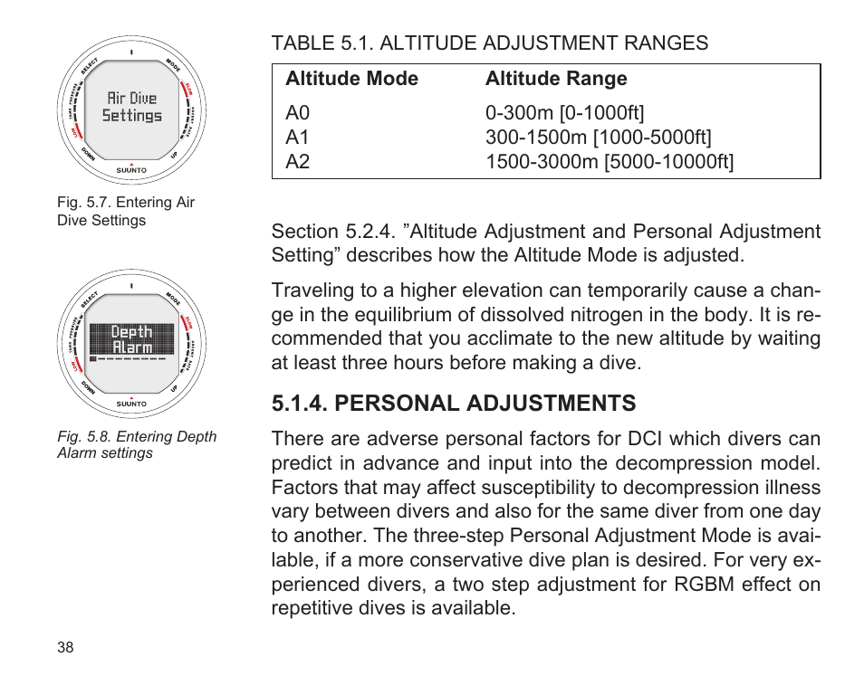 Personal adjustments | SUUNTO D9 User Manual | Page 40 / 122