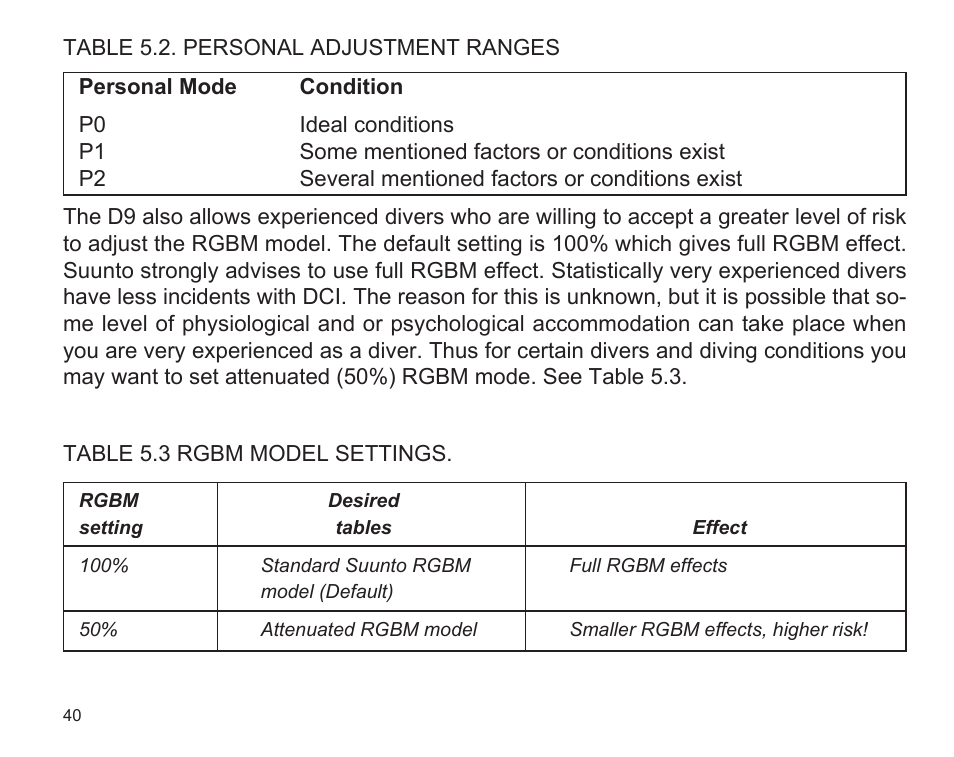 SUUNTO D9 User Manual | Page 42 / 122