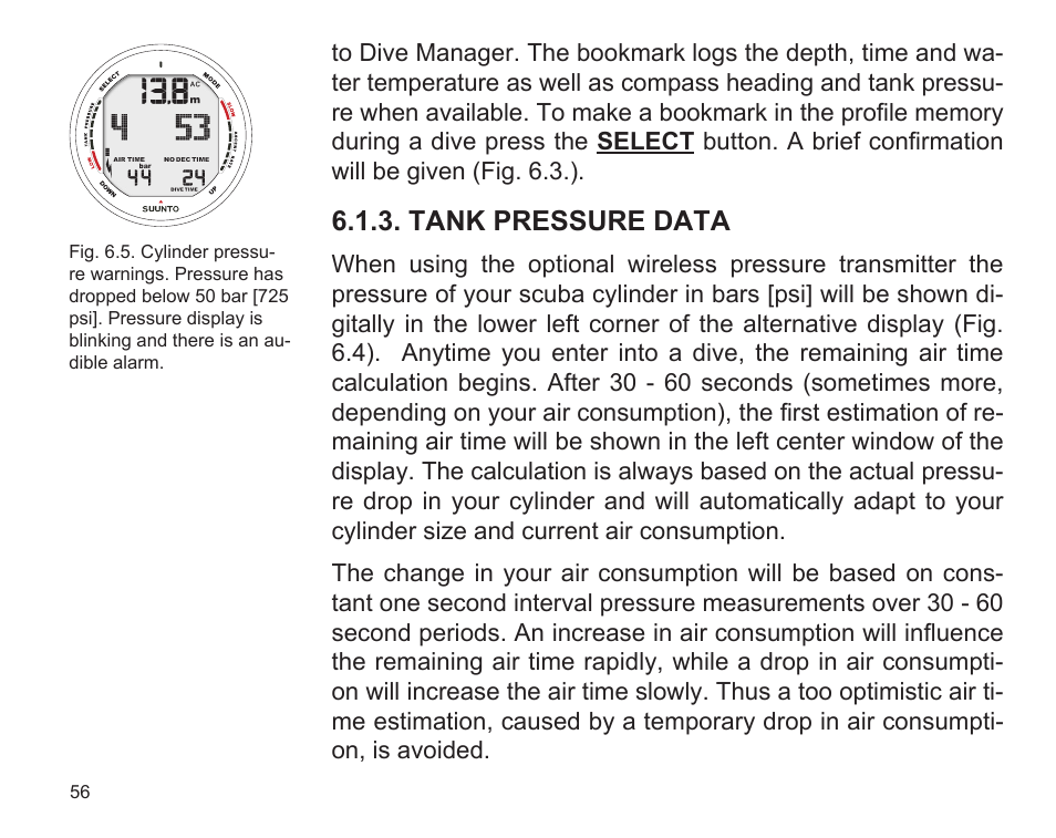 Tank pressure data | SUUNTO D9 User Manual | Page 58 / 122
