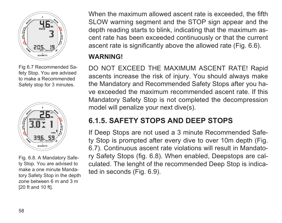 Safety stops and deep stops | SUUNTO D9 User Manual | Page 60 / 122