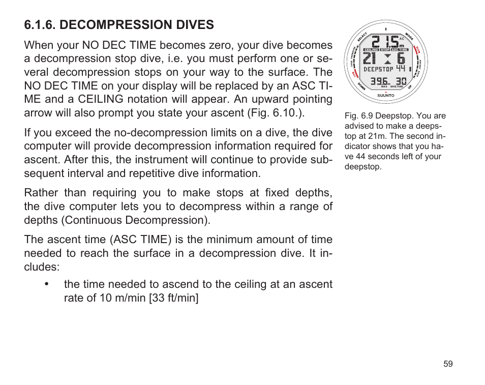 Decompression dives | SUUNTO D9 User Manual | Page 61 / 122