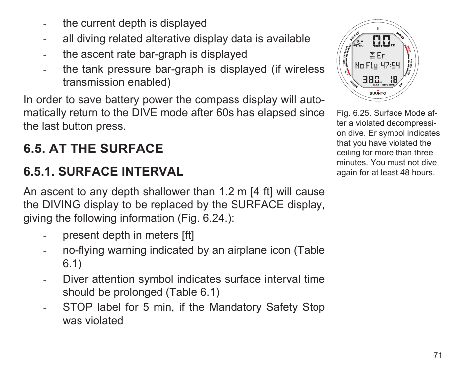 At the surface | SUUNTO D9 User Manual | Page 73 / 122
