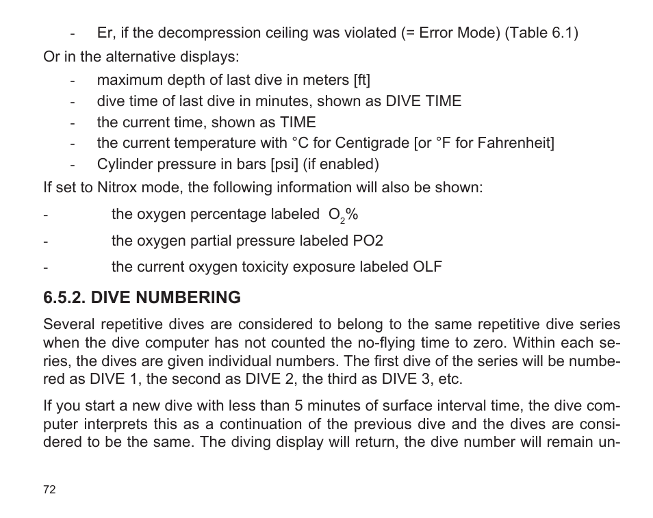 Dive numbering | SUUNTO D9 User Manual | Page 74 / 122