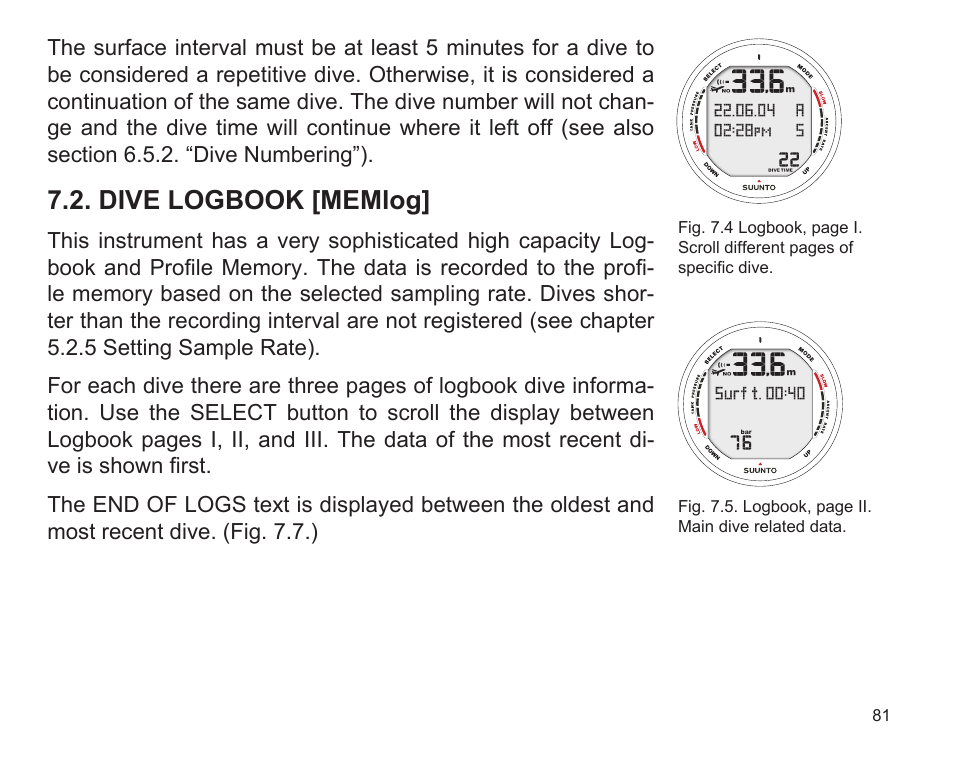 Dive logbook [memlog | SUUNTO D9 User Manual | Page 83 / 122