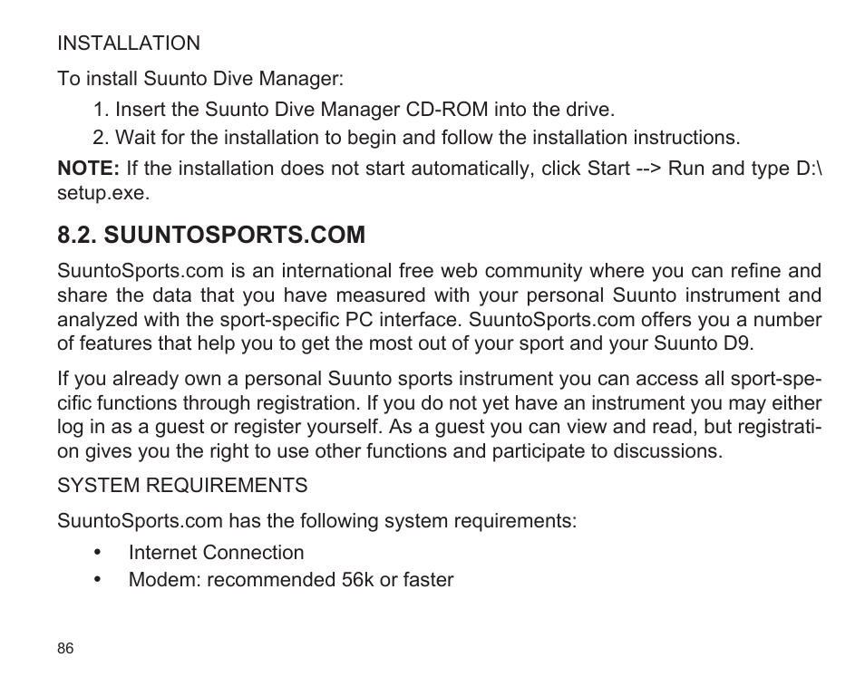 SUUNTO D9 User Manual | Page 88 / 122