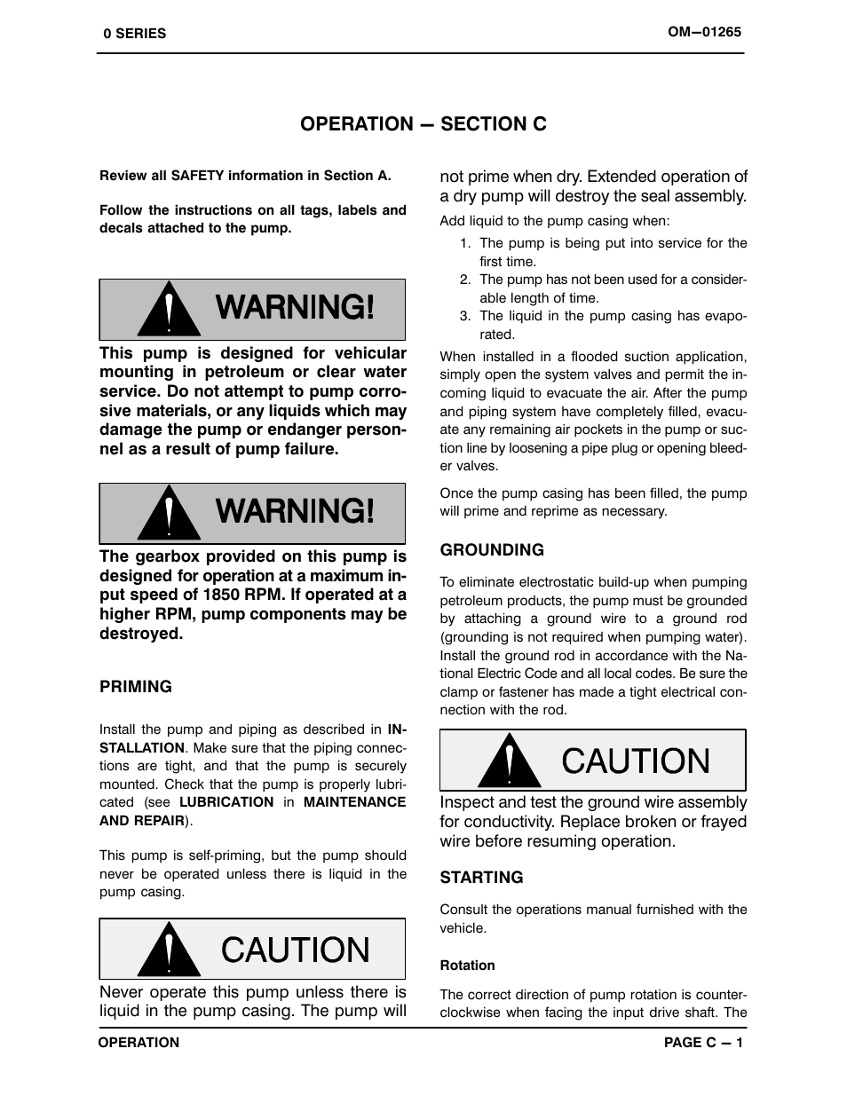 Operation - section c | Gorman-Rupp Pumps 08C1-GA 1026171 and up User Manual | Page 15 / 33