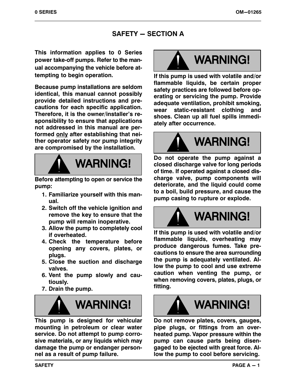 Safety - section a | Gorman-Rupp Pumps 08C1-GA 1026171 and up User Manual | Page 6 / 33