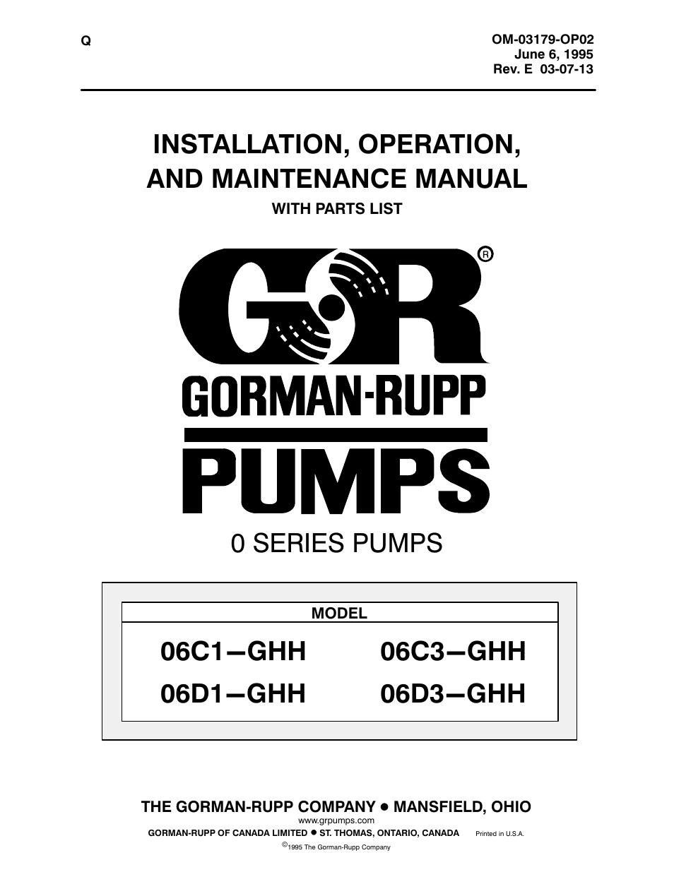 Gorman-Rupp Pumps 06C1-GHH 1071445 and up User Manual | 48 pages