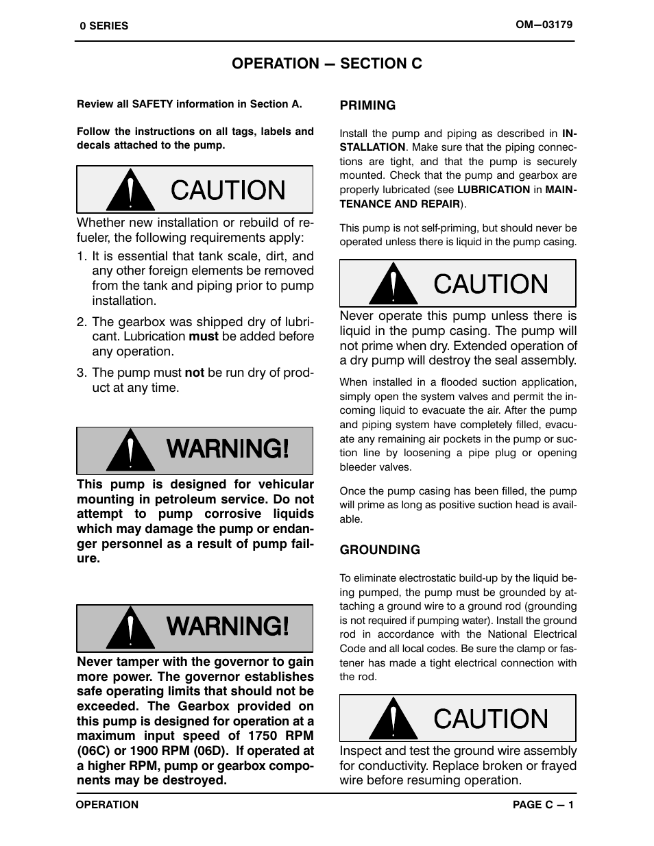 Operation - section c | Gorman-Rupp Pumps 06C1-GHH 1071445 and up User Manual | Page 19 / 48