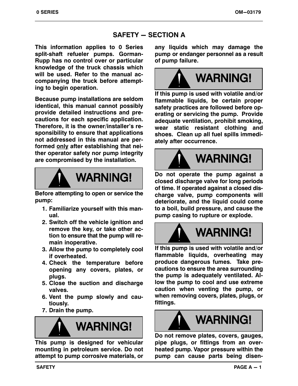 Safety - section a | Gorman-Rupp Pumps 06C1-GHH 1071445 and up User Manual | Page 6 / 48