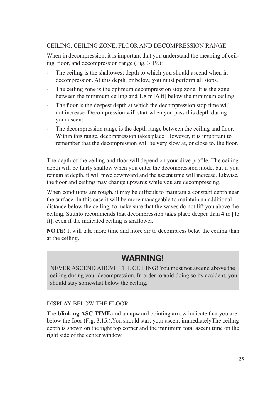 Warning | SUUNTO Gekko User Manual | Page 27 / 70