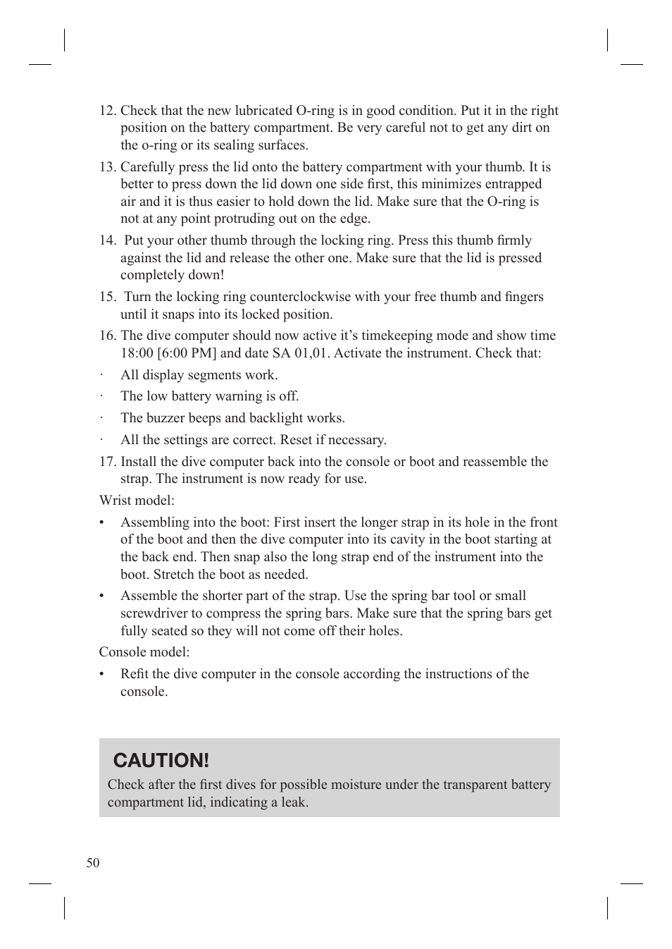 Caution | SUUNTO Gekko User Manual | Page 52 / 70