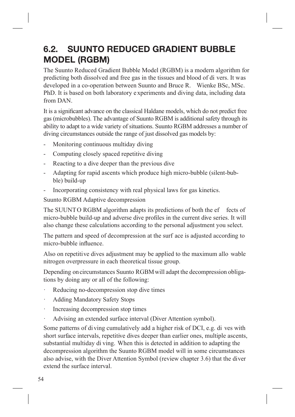 Suunto reduced gradient bubble model (rgbm) | SUUNTO Gekko User Manual | Page 56 / 70