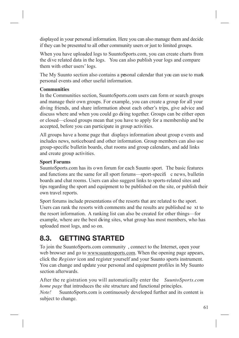 Getting started | SUUNTO Gekko User Manual | Page 63 / 70