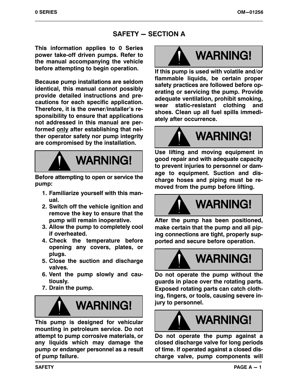 Safety - section a | Gorman-Rupp Pumps 06D1-GA 1005542 and up User Manual | Page 6 / 33