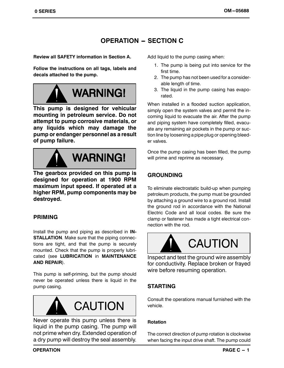 Operation | Gorman-Rupp Pumps 06C1-GAR 1289163 and up User Manual | Page 14 / 31